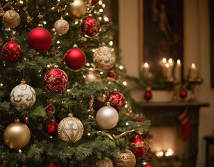 Obraz na płótnie Canvas A christmas tree and decorations