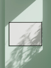 Interior Poster Frame Mockup with leaf shadow