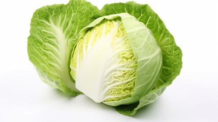 Green cabbage isolated on white background with full depth of field