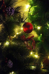 Close-up of a festively decorated Christmas background - 698704789