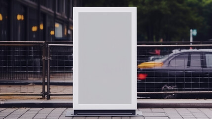 blank grey screen billboard mock up in the city