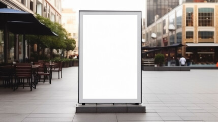 blank white screen billboard mock up in the city