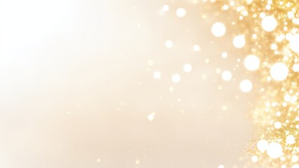 White background with golden sparkling particles and bokeh lights. background with gold foil texture