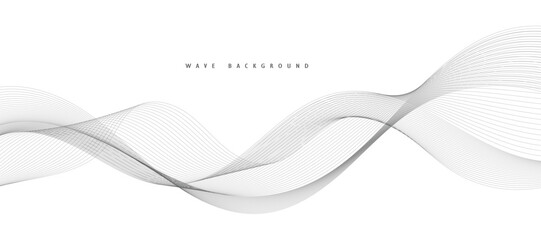 Abstract wave element for design. Digital frequency track equalizer. Stylized line art background. Vector illustration. Wave with lines created using blend tool. Curved wavy line, smooth stripe.