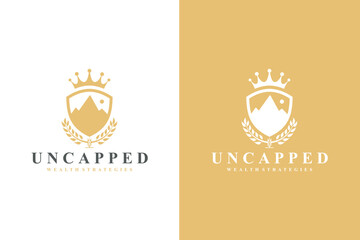 crown line art logo with mountain