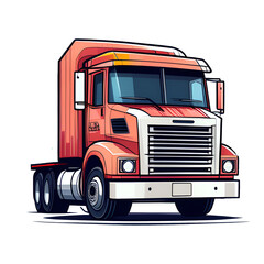 Heavy duty cargo truck CAB no trailer, cartoon vector illustration, isolated on white background, kids project decoration, transport methods, sticker designs