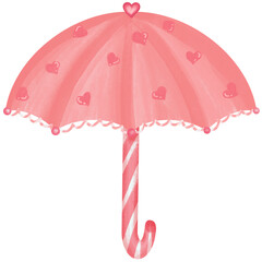 pink umbrella and hearts 