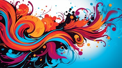 An abstract composition of swirls and splatters in bold, contrasting colors, suitable for an artistic vector background.
