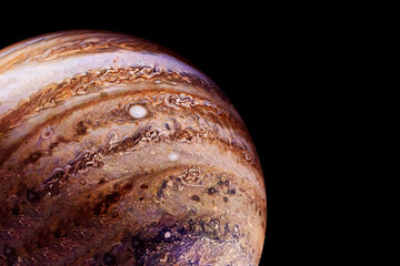 Planet Jupiter on a dark background. Elements of this image furnished by NASA - obrazy, fototapety, plakaty