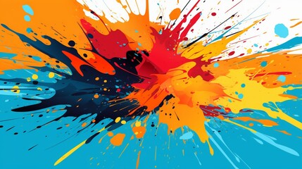 Fototapeta na wymiar An abstract composition of vibrant brushstrokes and splatters in bold, contrasting colors, suitable for an artistic vector background.
