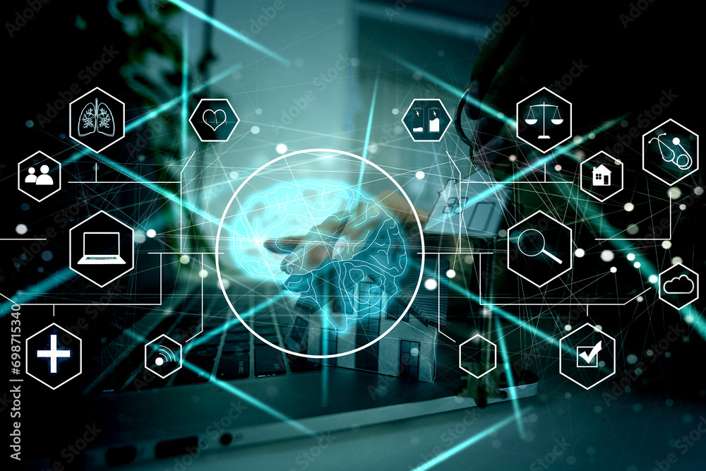 Poster ai, artificial intelligence, machine learning, neural networks and modern technologies concepts. iot