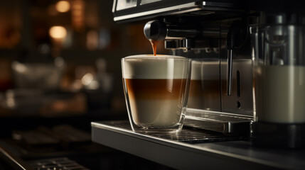 Espresso machine making fresh coffee