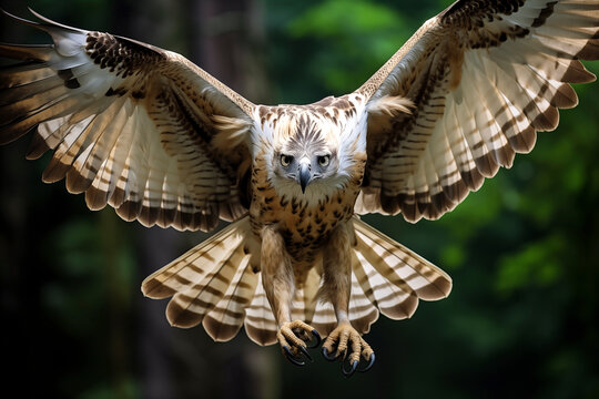Philippine Eagle (Pithecophaga jefferyi), its wings spread wide in a grand display
