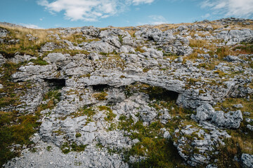 View of the alpine meadows of the Font d'Urle plateau in the Vercors (Drôme, France) with its...