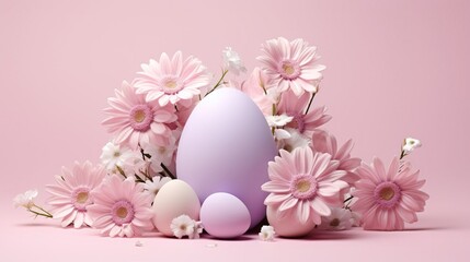 colorful easter eggs with flowers, easter card