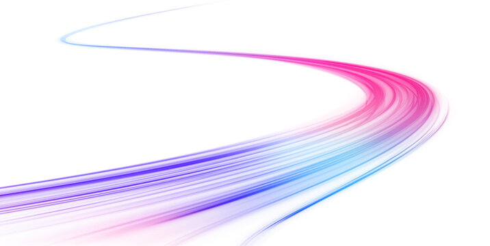 Light trail wave, fire path trace line, car lights, optic fiber and incandescence curve twirl. Racing cars dynamic flash effects city road with long exposure. Vector PNG.	