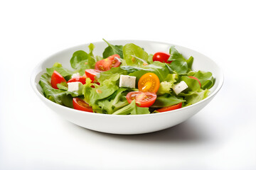 Photo of salad, minimal , clean , isolated on white background --ar 3:2