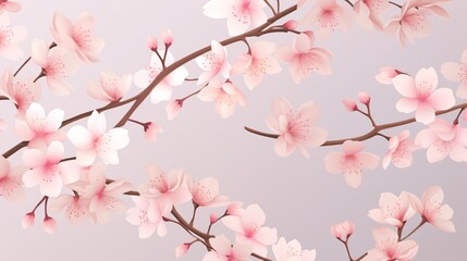 A pattern of delicate cherry blossoms against a soft pastel backdrop, perfect for a spring-themed vector background.