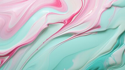 thick waves of paint pastel pink turquoise background.