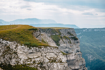 View of the alpine meadows of the Font d'Urle plateau in the Vercors (Drôme, France) with its...