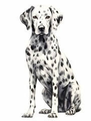 Dalmatian with Distinctive Spots: Watercolor Art on White Background AI Generated