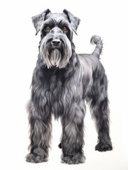 Commanding Pose of a Giant Schnauzer in Watercolor Painting AI Generated