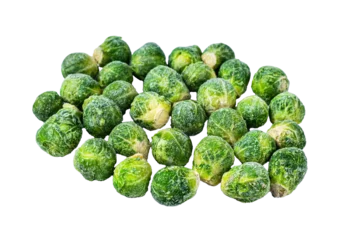 Poster Frozen Brussels sprouts green cabbage Transparent background. Isolated. © Vladimir