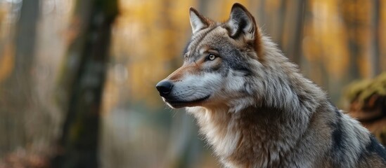 Grey Wolf (Canis lupus) Observes Surroundings