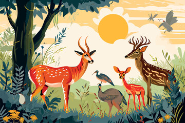 Naklejka premium Wildlife Illustration