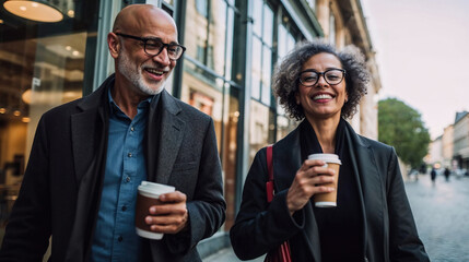 Generative AI image of business professionals enjoying a coffee break