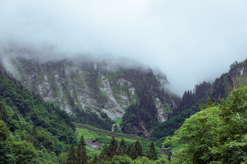 thick clouds and fog in the Austrian alps