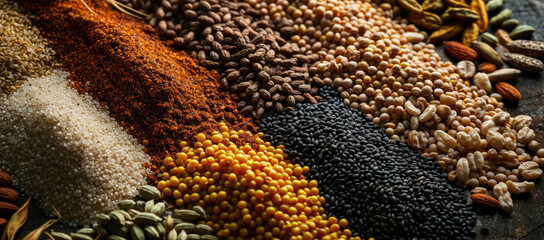 Various oriental spices, seasonings top view
