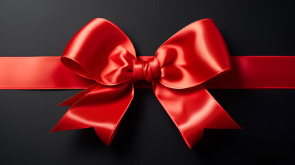 Red Bow on Black Background.