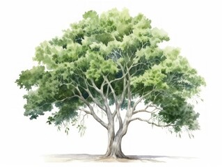 Fototapeta na wymiar Minimalistic Superb Watercolor Illustration of Camphor Tree AI Generated