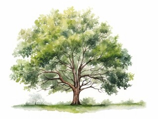 Minimalistic Superb Watercolor Illustration of European Alder Tree AI Generated