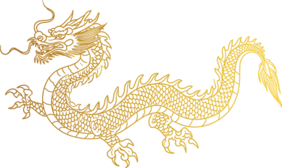 Foto op Aluminium Chinese New Year dragon line art style, vector Lunar New Year, traditional dragon illustration, Asian culture, celebration, festival, Chinese zodiac, cultural symbol, oriental design, zodiac animal © LOVE VECTOR