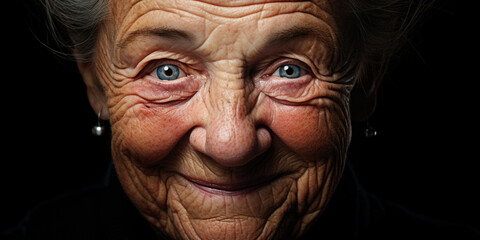 Close up. Beautiful woman face.  85 years