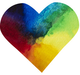  Herz in Regenbogenfarben als Konzept für gay pride, Aquarellfarben