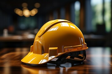 Builders gear Yellow safety helmet belonging to the construction worker team