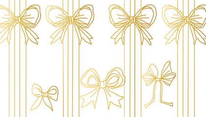 bows on gift Ribbon line art style vector, Banner ribbon set, Flat banner ribbon for decorative design, Web banner,  packaging, ornamental ribbon, present wrapping, craft, decorative element