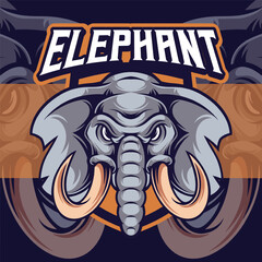 elephant mascot logo design vector with modern illustration concept style for badge, emblem and t-shirt printing. emblem design for sport team