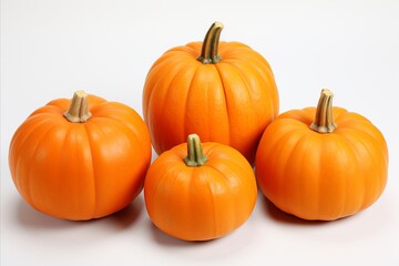 Obraz premium Eye catching orange pumpkin on clean white backdrop for captivating ads and packaging.