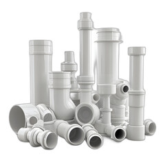 pvc pipe and fittings isolated on transparent or white background, png
 - obrazy, fototapety, plakaty