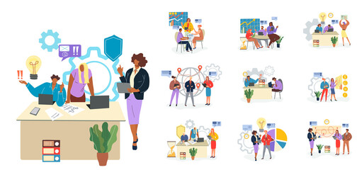 Abstract business people icons set