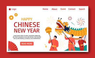 Chinese new year landing page - obrazy, fototapety, plakaty
