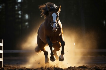 Dynamic display a horse exhibits powerful agility, executing a flawless and soaring jump