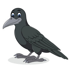 Cartoon crow isolated on white background cute vector illustration