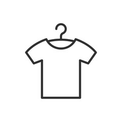 Clothes on the rack, linear icon. T-shirt. Line with editable stroke