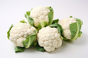 White cauliflower on clean backdrop for eye catching visuals in ads and packaging designs