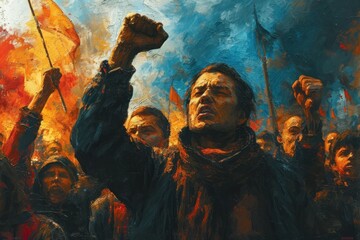 Obraz premium the nation's collective readiness and unity in times of need.'Mobilization in Ukraine' concept